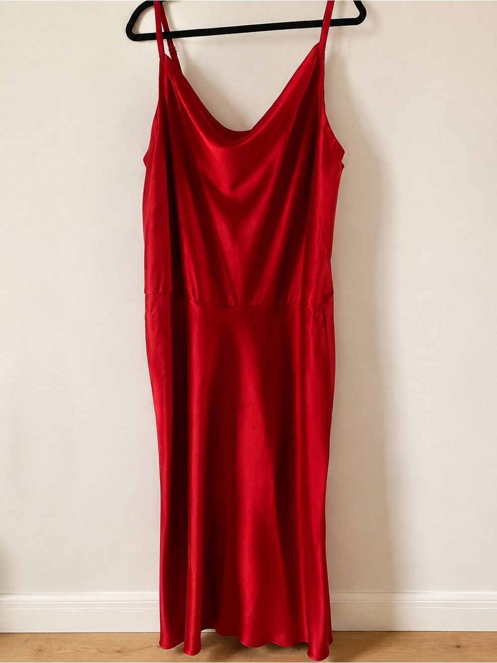 AVA & VIV Red Satin Slip Dress with Cowl Neck